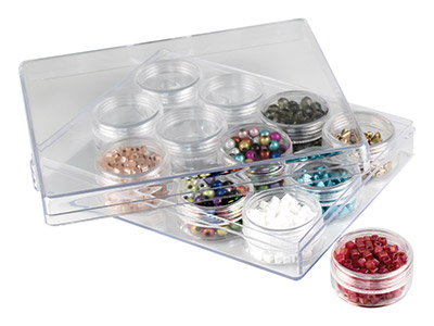 Clear Bead Storage Jar Set, 12 Medium Jars