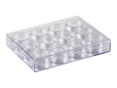 Clear Bead Storage Jar Set, 12     Medium Jars In A Clear Box - Standard Image - 2