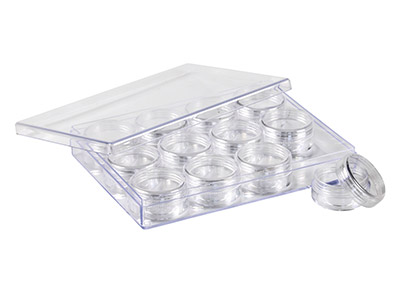 Clear Bead Storage Jar Set, 12     Medium Jars In A Clear Box - Standard Image - 4