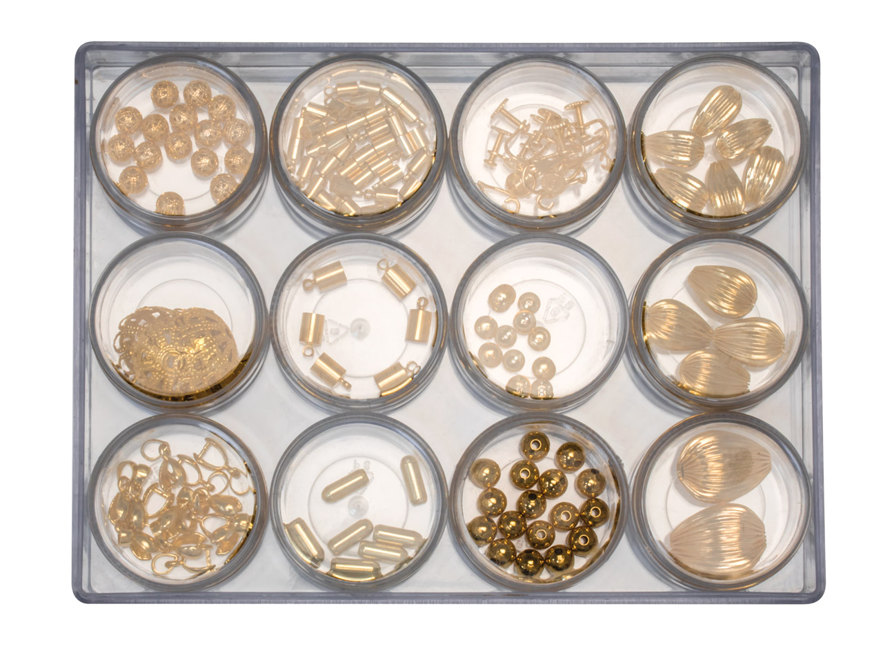 Clear Bead Storage Jar Set, 12 Medium Jars In A Clear Box