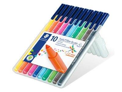 Staedtler Triplus, Set Of 10       Triangular Fibre Tip Pens In       Assorted Colours
