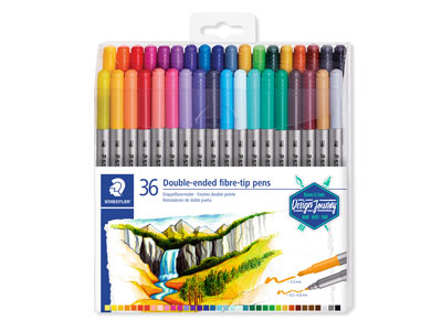 Staedtler Set Of 36 Double Ended   Fibre Tip Pens In Assorted Colours
