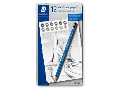 Staedtler Mars Lumograph, Tin Of 12 Pencils, Assorted Degrees