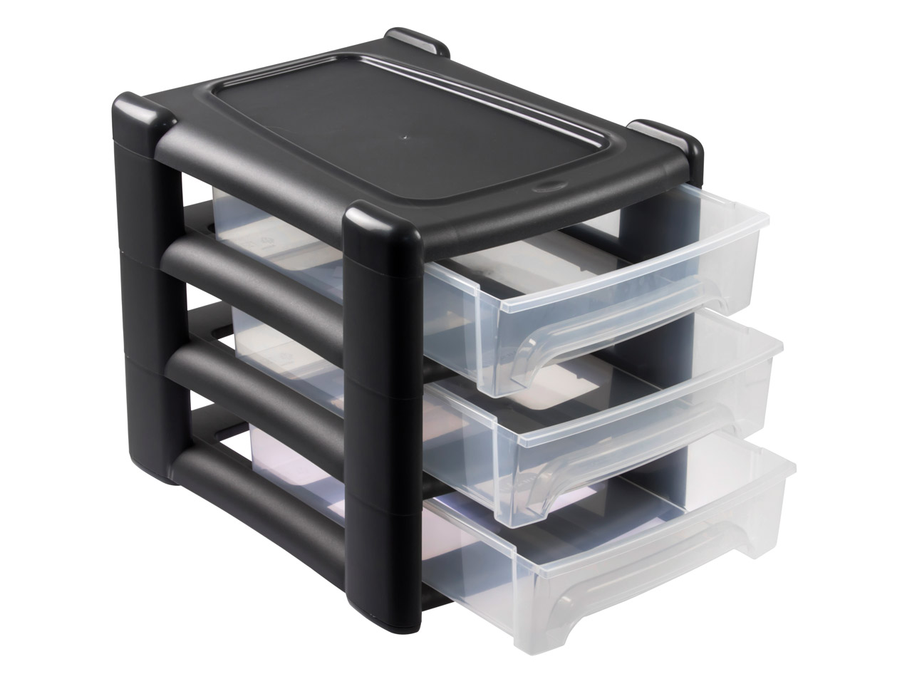 Wham Medium Storage Drawer Tower Black 3 Shallow Drawers Wham Medium Storage Drawer Tower Black 3 Shallow Drawers