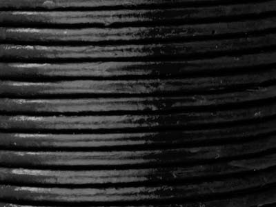 Black Round Leather Cord 2mm       Diameter, 1 X 5 Metre Length - Standard Image - 2