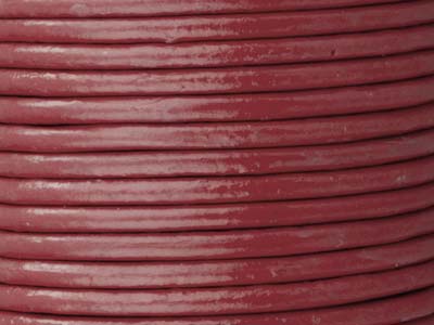 Dark Red Round Leather Cord, 2mm   Diameter, 3 Metre Length - Standard Image - 2