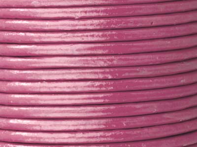 Pink Round Leather Cord, 2mm       Diameter, 3 X 1 Metre Length - Standard Image - 2