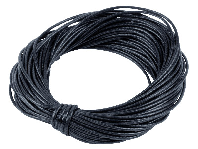 Waxed Beading Cord Black 1mm Round X 10 Metres