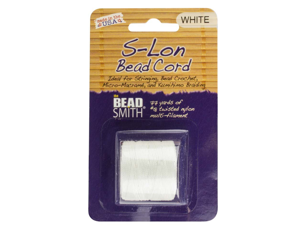 Beadsmith Slon Bead Cord White Tex 210 Gauge 18 70m