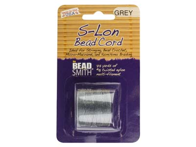 Beadsmith S-lon Bead Cord Grey Tex 210 Gauge #18 70m - Standard Image - 2