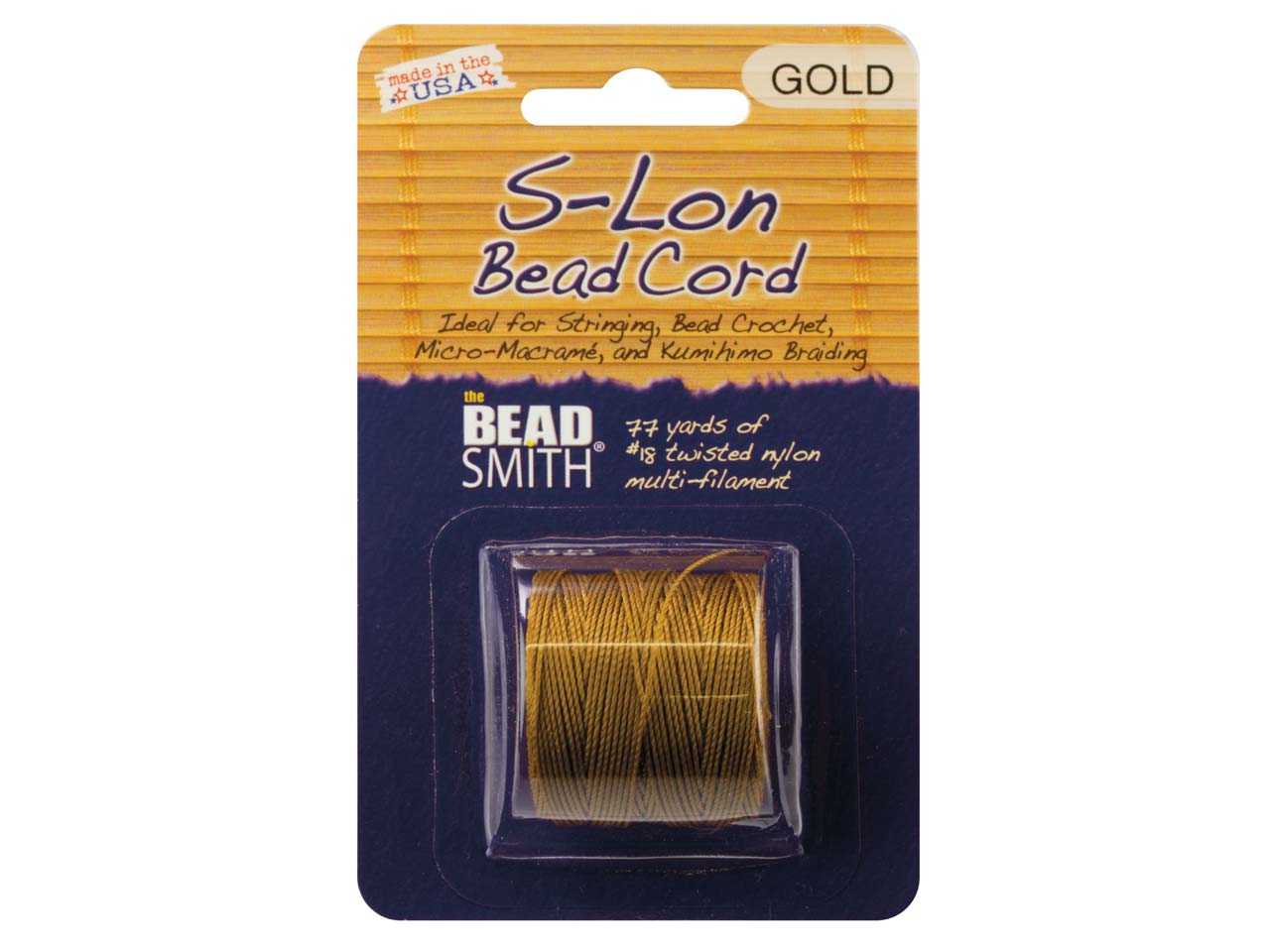 Beadsmith Slon Bead Cord Gold Tex 210 Gauge 18 70m