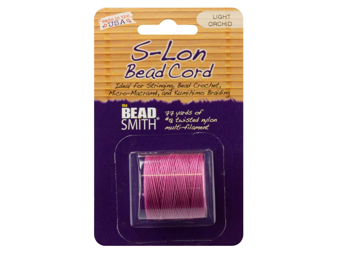 Beadsmith Slon Bead Cord Light Orchid Tex 210 Gauge 18 70m