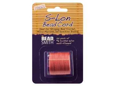Beadsmith S-lon Bead Cord Coral Tex 210 Gauge #18 70m - Standard Image - 2
