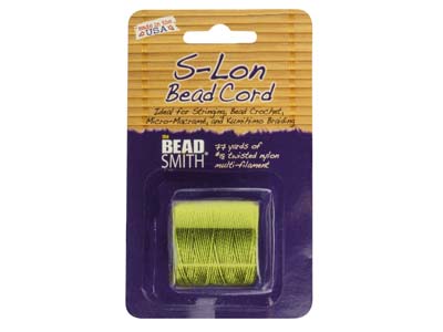 Beadsmith S-lon Bead Cord          Chartreuse Tex 210 Gauge #18 70m - Standard Image - 2