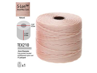 Beadsmith S-lon Bead Cord Natural  Tex 210 Gauge #18 70m - Standard Image - 3
