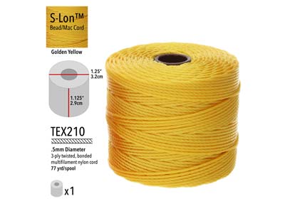 Beadsmith S-lon Bead Cord Golden   Yellow Tex 210 Gauge #18 70m - Standard Image - 3