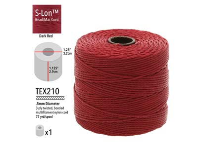 Beadsmith S-lon Bead Cord Dark Red Tex 210 Gauge #18 70m - Standard Image - 3
