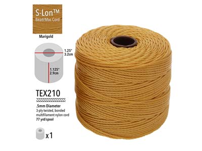 Beadsmith S-lon Bead Cord Marigold Tex 210 Gauge #18 70m - Standard Image - 3