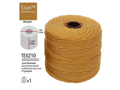 Beadsmith S-lon Bead Cord Marigold Tex 210 Gauge #18 70m - Standard Image - 3