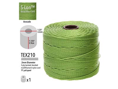 Beadsmith S-lon Bead Cord Avocado  Tex 210 Gauge #18 70m - Standard Image - 3