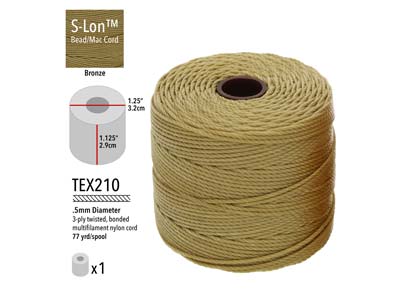 Beadsmith S-lon Bead Cord Bronze   Tex 210 Gauge #18 70m - Standard Image - 3