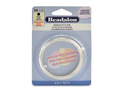 Beadalon German Style Wire, Round, Silver Plated, 20 Gauge, 0.81mm X  6m