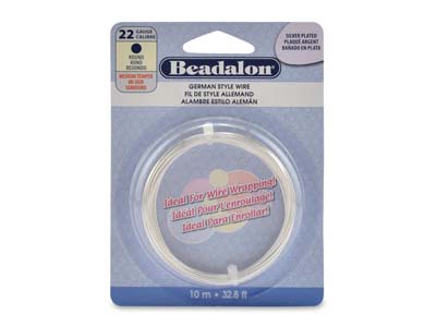 Beadalon German Style Wire, Round, Silver Plated, 22 Gauge, 0.64mm X  10m