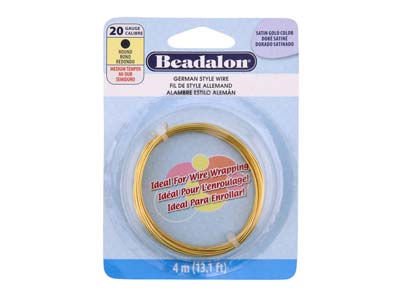 Beadalon German Style Wire, Round,  Satin Gold Colour, 20 Gauge, 0.81mm X 4m