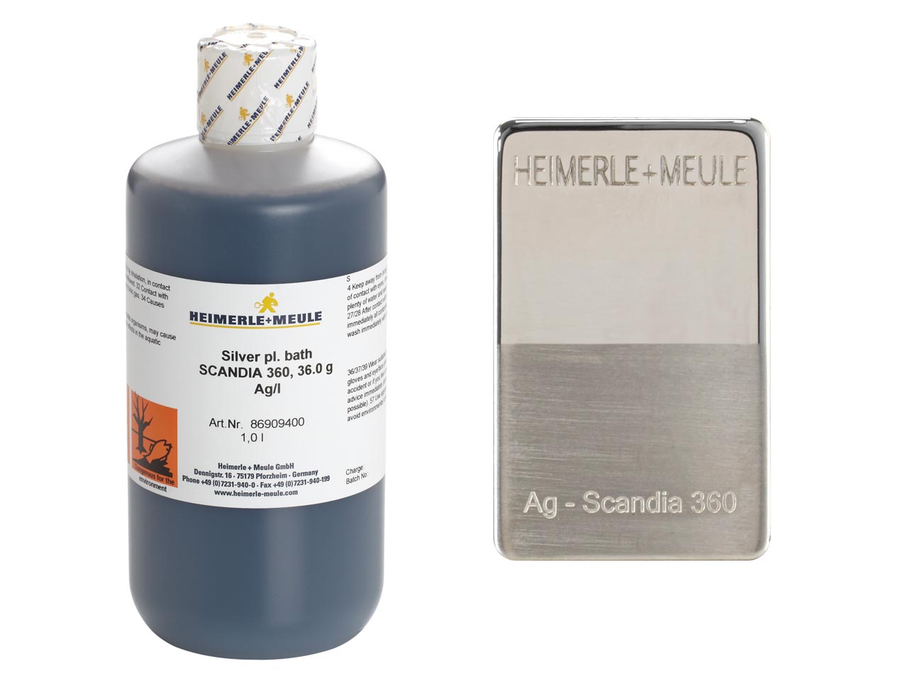 Heimerle + Meule Silver Plating Bath Scandia 360, 1 Litre Ready Mix  Solution,36g Ag/l Un1935 