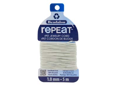 Beadalon rePEaT 100 Recycled      Braided Cord, 8 Strand, 1mm X 5m,  Cloud