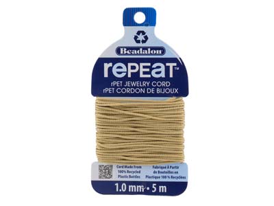 Beadalon rePEaT 100 Recycled      Braided Cord, 8 Strand, 1mm X 5m,  Sand