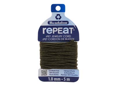 Beadalon rePEaT 100 Recycled      Braided Cord, 8 Strand, 1mm X 5m,  Earth