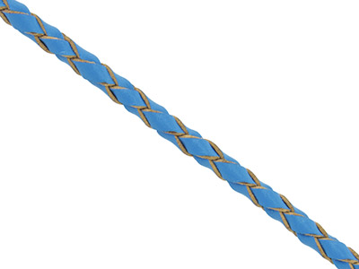 Blue Leather Braided Cord 3mm Round Diameter, 1 X 3 Metre Length - Standard Image - 1