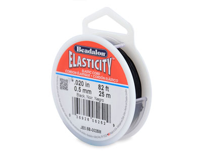 Beadalon Elasticity 0.5mm X 25m    Black Elastic Bead Cord - Standard Image - 1