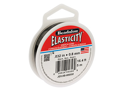 Beadalon Elasticity 0.8mm X 5m     Black Elastic Bead Cord
