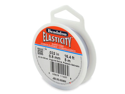 Beadalon Elasticity 0.8mm X 5m     Silver Elastic Bead Cord