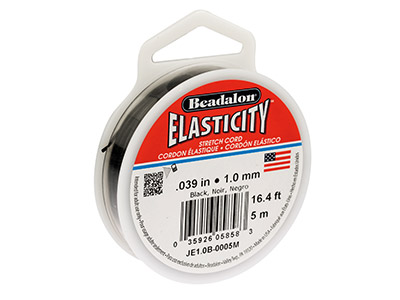 Beadalon Elasticity 1.0mm X 5m     Black Elastic Bead Cord