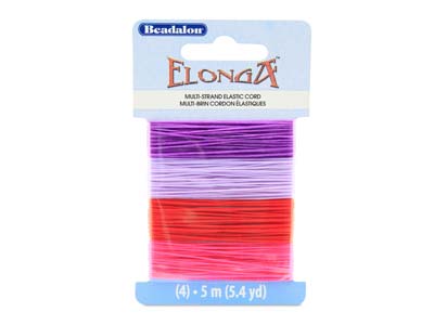 Beadalon Elonga Stretch Cord, ACLS, Lilac,  Purple, Red, Pink , 0.7mm X 5m Each - Standard Image - 1