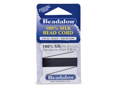 Beadalon Black Silk Thread With    Needle, Size 2 0.45mm 2m Length - Standard Image - 1