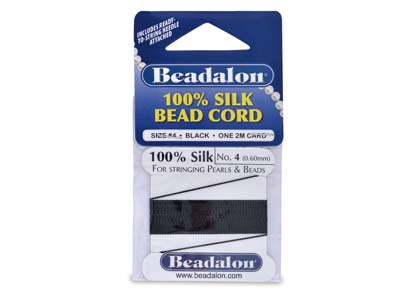 Beadalon Black Silk Thread With    Needle, Size 4 0.60mm 2m Length - Standard Image - 1