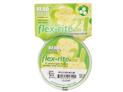 Beadsmith Flexrite, 21 Strand,     Clear, 0.36mm, 9.1m