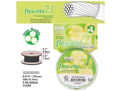 Beadsmith Flexrite, 21 Strand,     Clear, 0.36mm, 9.1m - Standard Image - 4