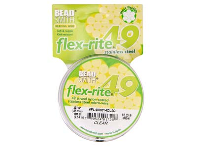 Beadsmith Flexrite, 49 Strand,     Clear, 0.36mm, 9.1m