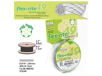 Beadsmith Flexrite, 49 Strand,     Clear, 0.36mm, 9.1m - Standard Image - 4