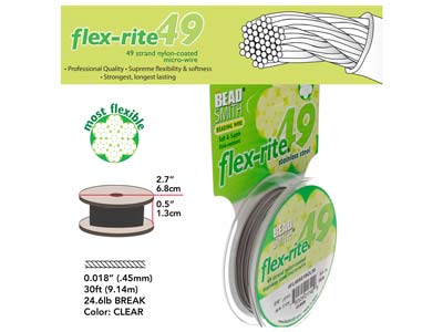 Beadsmith Flexrite, 49 Strand,     Clear, 0.45mm, 9.1m - Standard Image - 3