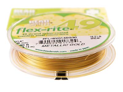 Beadsmith Flexrite, 49 Strand,     Metallic Satin Gold, 0.36mm, 9.1m - Standard Image - 4