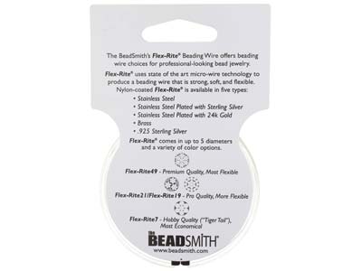 Beadsmith Flexrite, 49 Strand,     Metallic Satin Gold, 0.36mm, 9.1m - Standard Image - 9