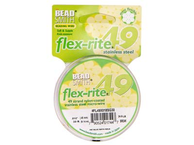 Beadsmith Flexrite, 49 Strand,     Metallic Satin Gold, 0.45mm, 9.1m - Standard Image - 1