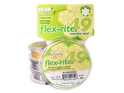 Beadsmith Flexrite, 49 Strand,     Metallic Satin Gold, 0.45mm, 9.1m - Standard Image - 2