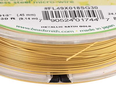Beadsmith Flexrite, 49 Strand,     Metallic Satin Gold, 0.45mm, 9.1m - Standard Image - 5
